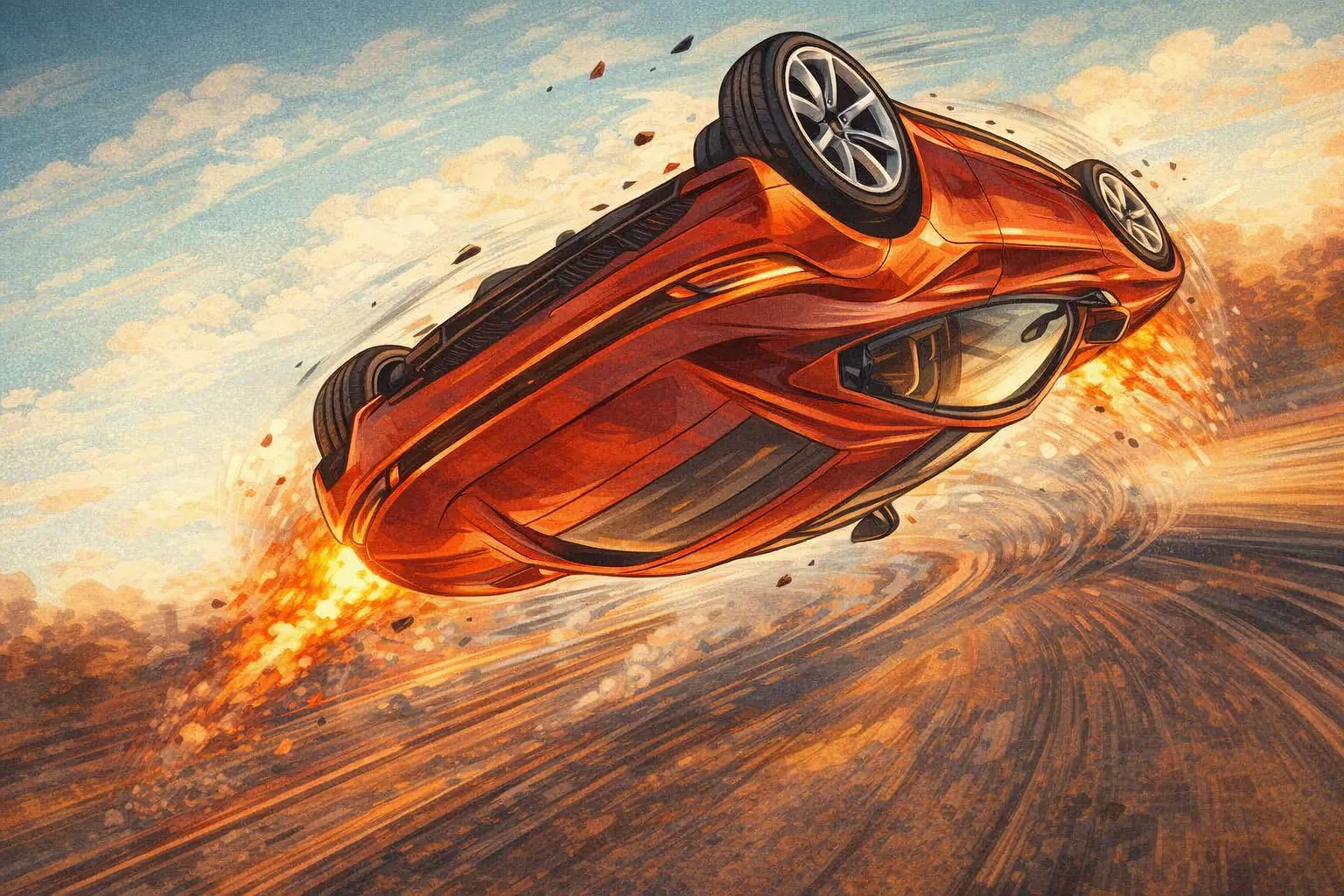 Tesla Roadster完成倒吊與空中翻轉